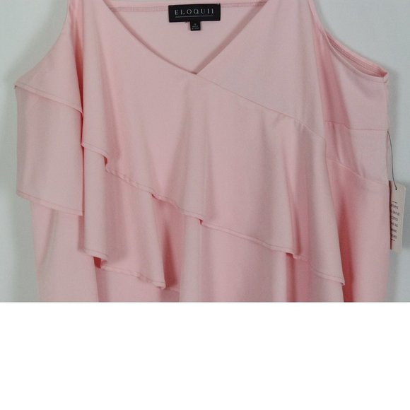 🌟HP🌟NWT Eloquii Pink Layered Ruffled Top Sz 16 - Picture 7 of 12